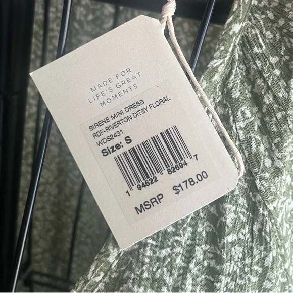 Faherty Sirene Mini Dress Rivertin Ditsy Floral Green NWT size S - Picture 4 of 7